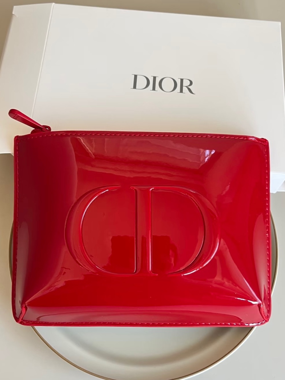 DIOR Red Patent CD Zip Pouch